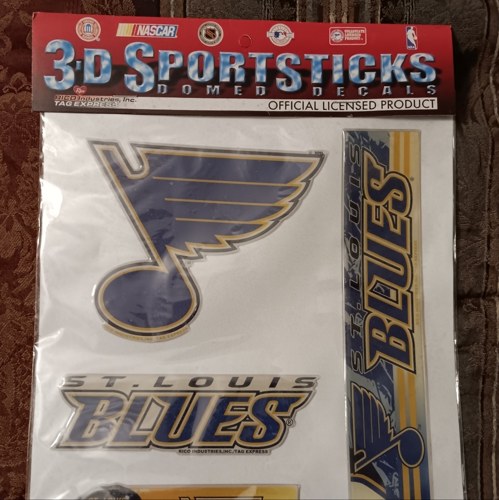 Rico Industries St. Louis Blues 3-D Sports Sticks Domed Decals Brand New Package